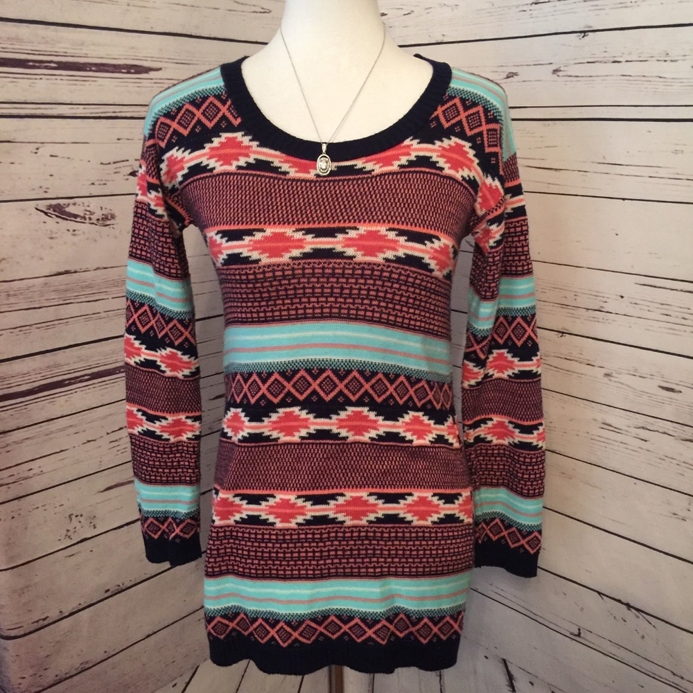 Cotton Emporium Multi-Colored Aztec Sweater